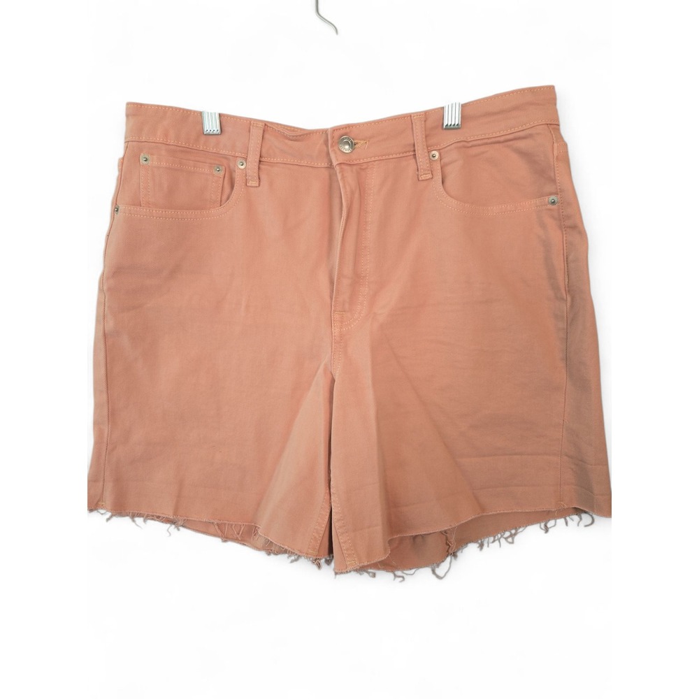 Free Assembly Womens 14 Pink Denim Shorts Raw Hem Cutoff Y2K Coastal Casual